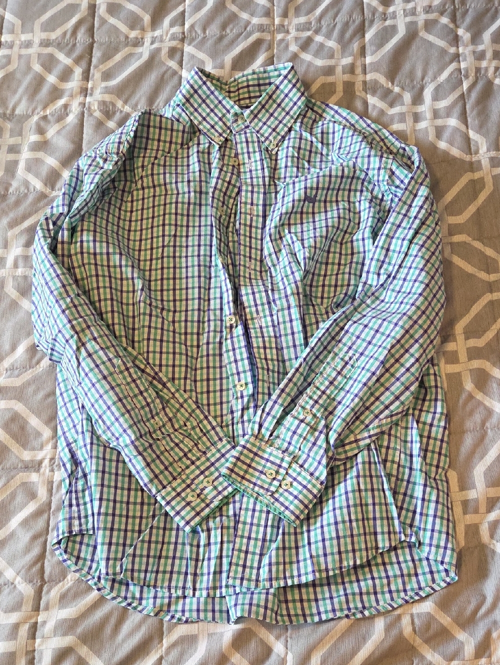Southern Marsh Men's Plaid Button-Down Shirt in Blue & Green